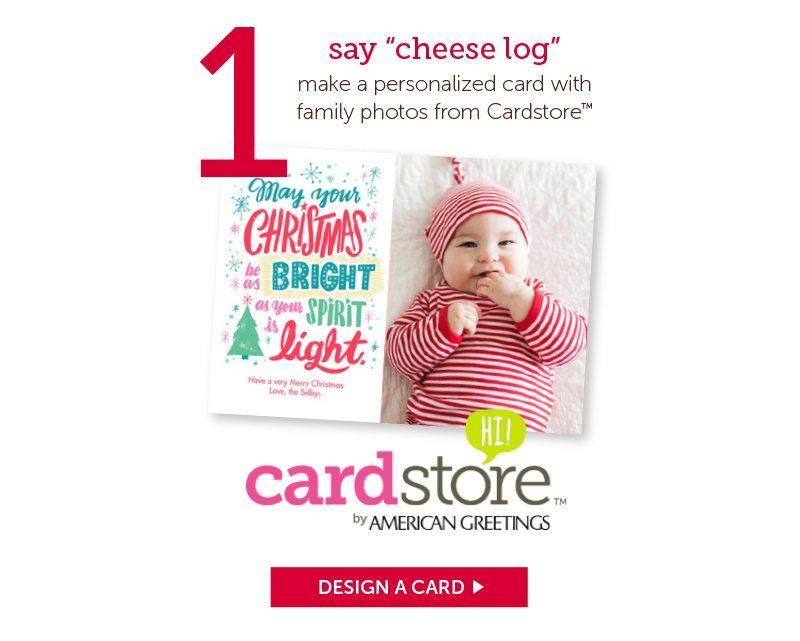 say cheese log card store with american greetings