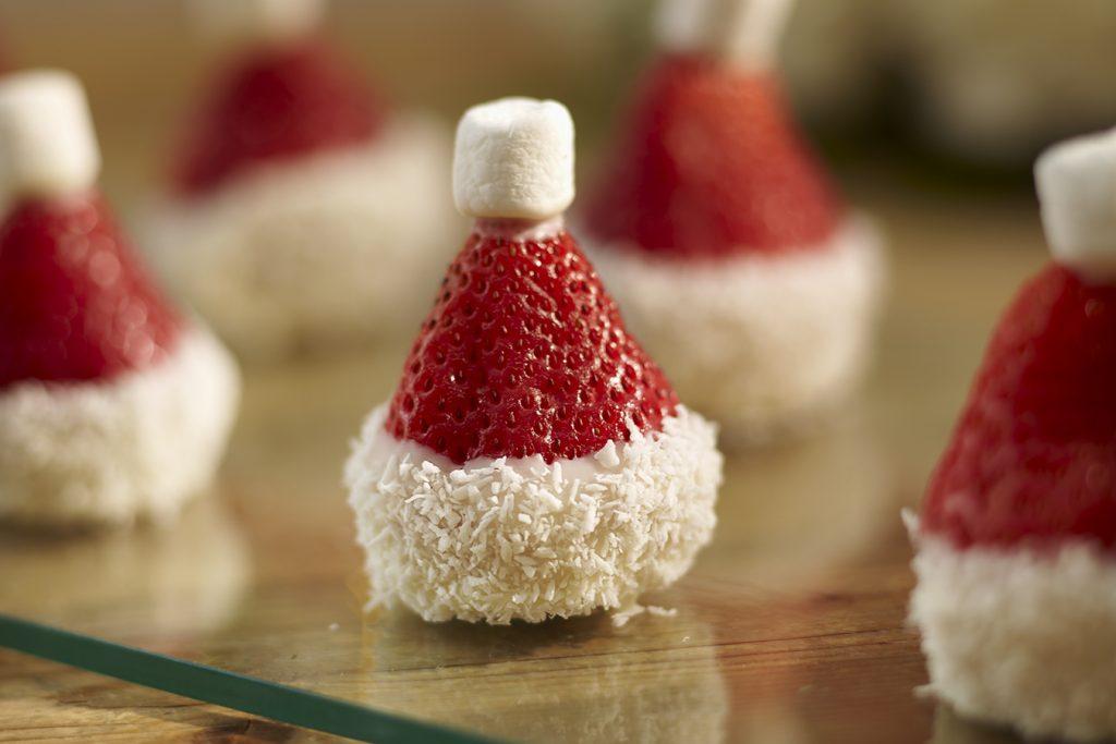 santa hat strawberries