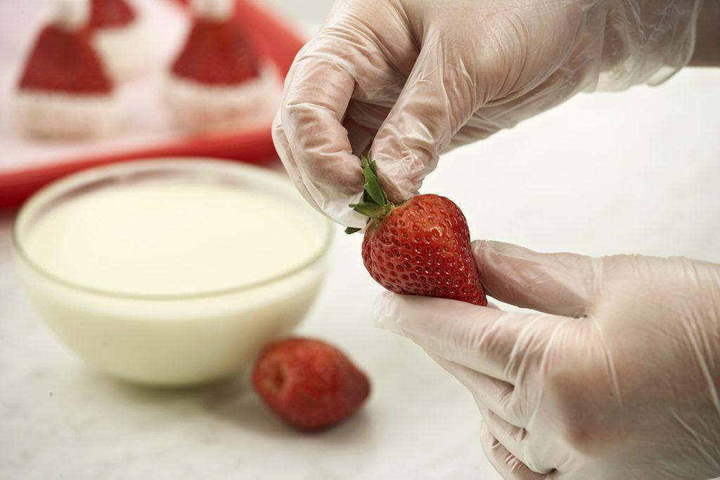 santa hat strawberries