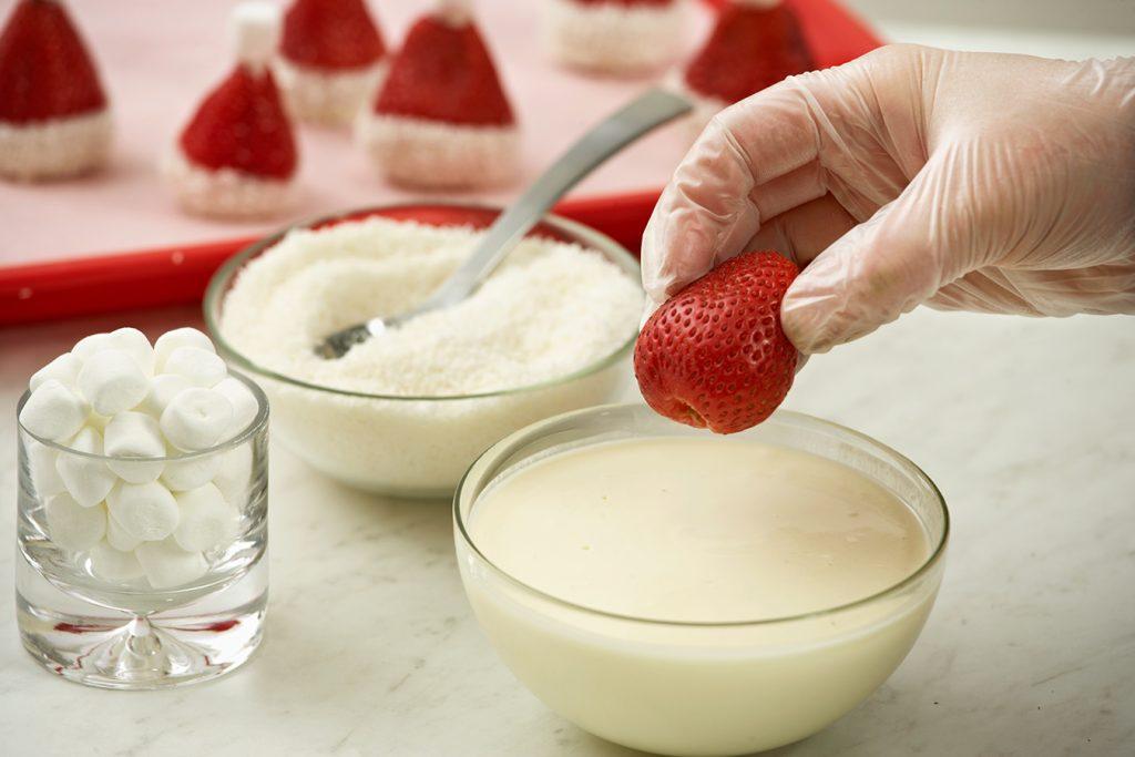 santa hat strawberries